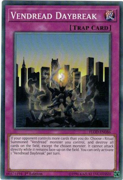 Vendread Daybreak trading card from Flames of Destruction Vendread Daybreak - Flames of Destruction YuGiOh trading card