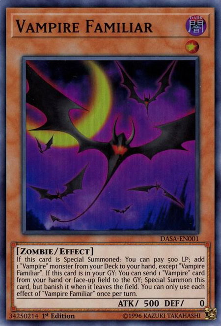 Vampire Familiar trading card from Dark Saviors Vampire Familiar - Dark Saviors YuGiOh trading card
