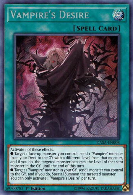 Vampire's Desire trading card from Dark Saviors Vampire's Desire - Dark Saviors YuGiOh trading card