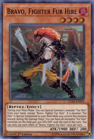 Bravo, Fighter Fur Hire trading card from Dark Saviors Bravo, Fighter Fur Hire - Dark Saviors YuGiOh trading card