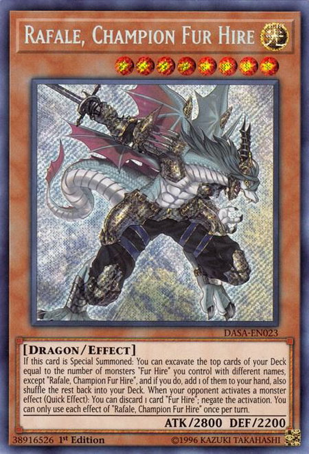 Rafale, Champion Fur Hire trading card from Dark Saviors Rafale, Champion Fur Hire - Dark Saviors YuGiOh trading card
