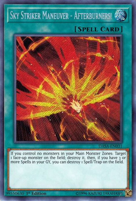 Sky Striker Maneuver - Afterburners! trading card from Dark Saviors Sky Striker Maneuver - Afterburners! - Dark Saviors YuGiOh trading card