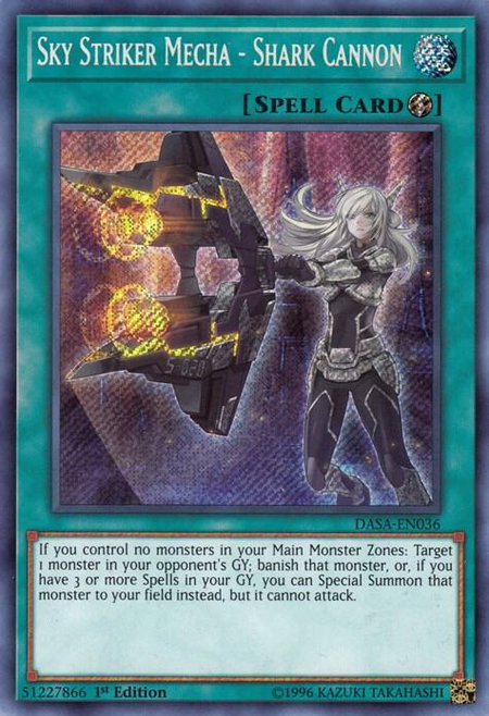 Sky Striker Mecha - Shark Cannon trading card from Dark Saviors Sky Striker Mecha - Shark Cannon - Dark Saviors YuGiOh trading card