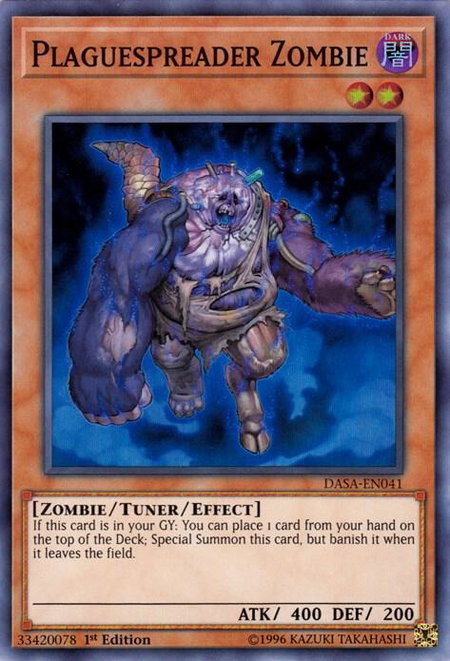 Plaguespreader Zombie trading card from Dark Saviors Plaguespreader Zombie - Dark Saviors YuGiOh trading card