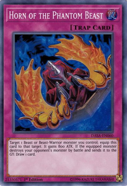 Horn of the Phantom Beast trading card from Dark Saviors Horn of the Phantom Beast - Dark Saviors YuGiOh trading card