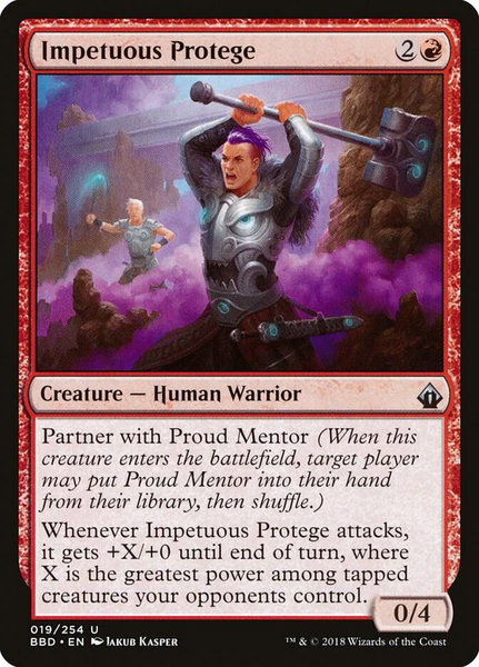 Impetuous Protege trading card from Battlebond Impetuous Protege - Battlebond Magic: The Gathering trading card