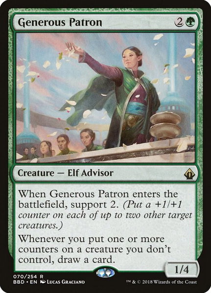 Generous Patron trading card from Battlebond Generous Patron - Battlebond Magic: The Gathering trading card