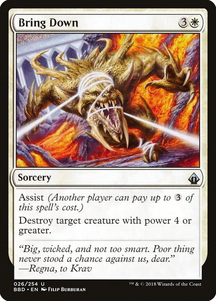 Bring Down trading card from Battlebond Bring Down - Battlebond Magic: The Gathering trading card