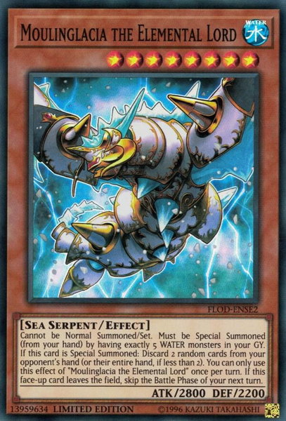 Moulinglacia the Elemental Lord trading card from Flames of Destruction Moulinglacia the Elemental Lord - Flames of Destruction YuGiOh trading card