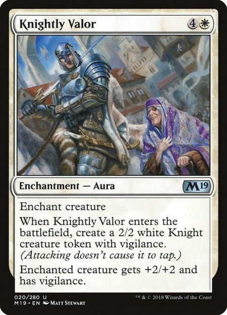 Knightly Valor - Core Set 2019 Magic: The Gathering trading card