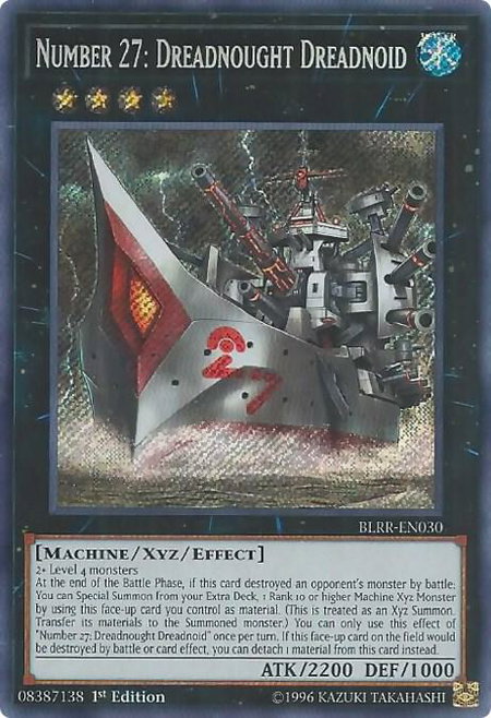 Number 27: Dreadnought Dreadnoid trading card from Battles of Legend: Relentless Revenge Number 27: Dreadnought Dreadnoid - Battles of Legend: Relentless Revenge YuGiOh trading card