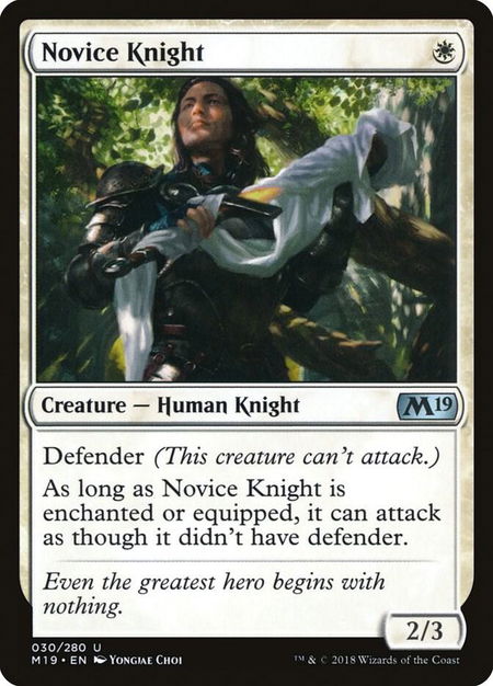 Novice Knight - Core Set 2019 Magic: The Gathering trading card