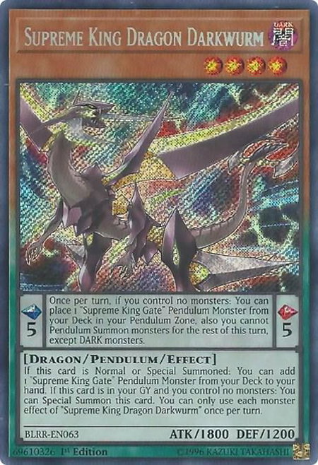 Supreme King Dragon Darkwurm trading card from Battles of Legend: Relentless Revenge Supreme King Dragon Darkwurm - Battles of Legend: Relentless Revenge YuGiOh trading card