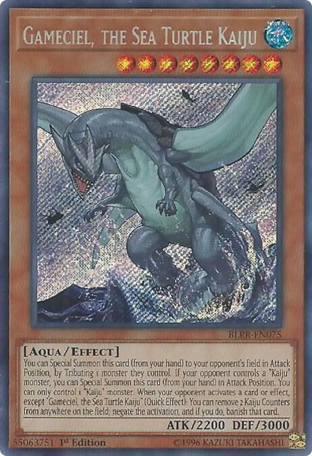 Gameciel, the Sea Turtle Kaiju trading card from Battles of Legend: Relentless Revenge Gameciel, the Sea Turtle Kaiju - Battles of Legend: Relentless Revenge YuGiOh trading card