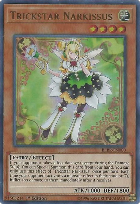 Trickstar Narkissus trading card from Battles of Legend: Relentless Revenge Trickstar Narkissus - Battles of Legend: Relentless Revenge YuGiOh trading card