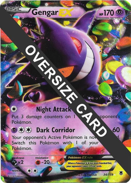 Gengar EX - 34/119 trading card from Jumbo Cards Gengar EX - 34/119 - Jumbo Cards Pokémon trading card