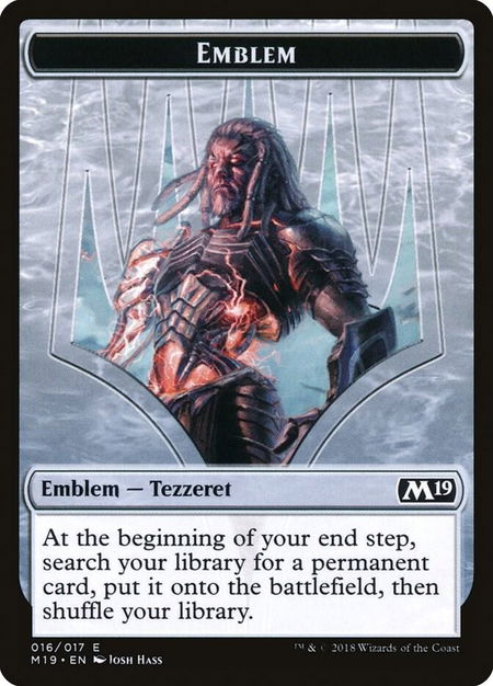 Emblem - Tezzeret, Artifice Master - Core Set 2019 Magic: The Gathering trading card