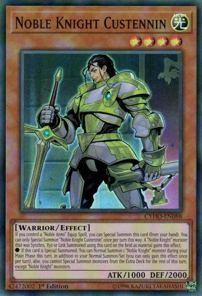 Noble Knight Custennin trading card from Cybernetic Horizon Noble Knight Custennin - Cybernetic Horizon YuGiOh trading card