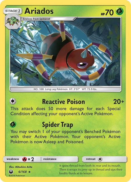 Ariados trading card from SM - Celestial Storm Ariados - SM - Celestial Storm Pokémon trading card