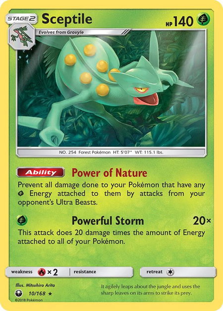 Sceptile trading card from SM - Celestial Storm Sceptile - SM - Celestial Storm Pokémon trading card