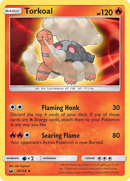 Torkoal trading card from SM - Celestial Storm Torkoal - SM - Celestial Storm Pokémon trading card