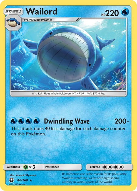 Wailord trading card from SM - Celestial Storm Wailord - SM - Celestial Storm Pokémon trading card