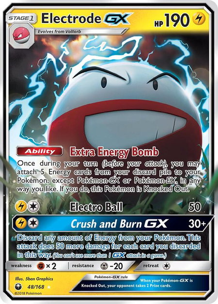 Electrode GX trading card from SM - Celestial Storm Electrode GX - SM - Celestial Storm Pokémon trading card