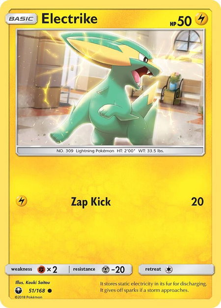 Electrike trading card from SM - Celestial Storm Electrike - SM - Celestial Storm Pokémon trading card