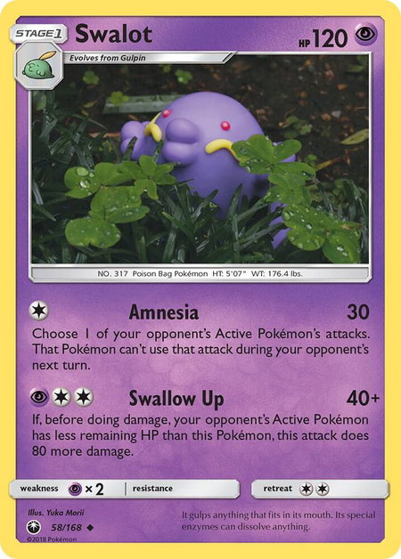 Swalot trading card from SM - Celestial Storm Swalot - SM - Celestial Storm Pokémon trading card