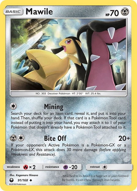 Mawile trading card from SM - Celestial Storm Mawile - SM - Celestial Storm Pokémon trading card
