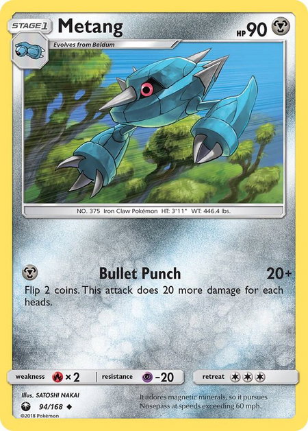 Metang trading card from SM - Celestial Storm Metang - SM - Celestial Storm Pokémon trading card