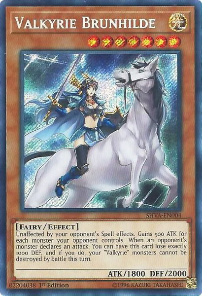 Valkyrie Brunhilde trading card from Shadows in Valhalla Valkyrie Brunhilde - Shadows in Valhalla YuGiOh trading card