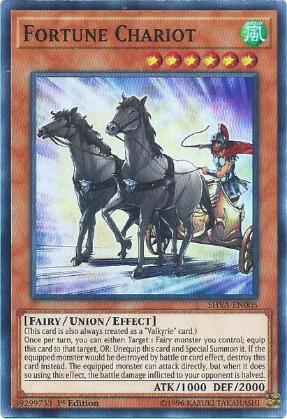 Fortune Chariot trading card from Shadows in Valhalla Fortune Chariot - Shadows in Valhalla YuGiOh trading card