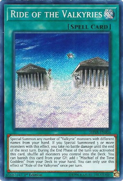 Ride of the Valkyries trading card from Shadows in Valhalla Ride of the Valkyries - Shadows in Valhalla YuGiOh trading card