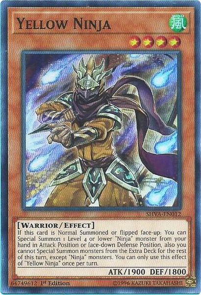 Yellow Ninja trading card from Shadows in Valhalla Yellow Ninja - Shadows in Valhalla YuGiOh trading card