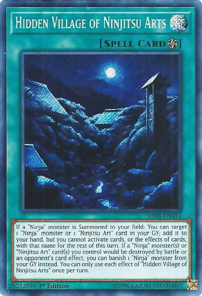 Hidden Village of Ninjitsu Arts trading card from Shadows in Valhalla Hidden Village of Ninjitsu Arts - Shadows in Valhalla YuGiOh trading card