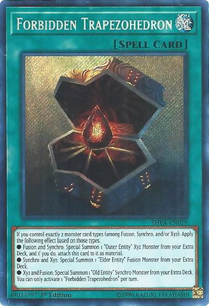 Forbidden Trapezohedron trading card from Shadows in Valhalla Forbidden Trapezohedron - Shadows in Valhalla YuGiOh trading card