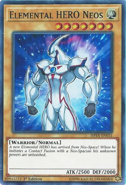 Elemental HERO Neos trading card from Shadows in Valhalla Elemental HERO Neos - Shadows in Valhalla YuGiOh trading card