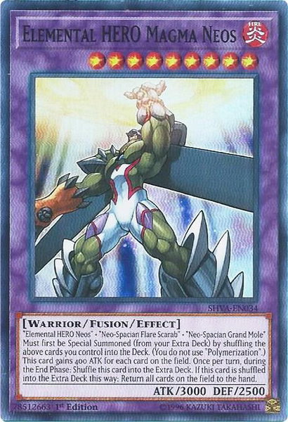 Elemental HERO Magma Neos trading card from Shadows in Valhalla Elemental HERO Magma Neos - Shadows in Valhalla YuGiOh trading card