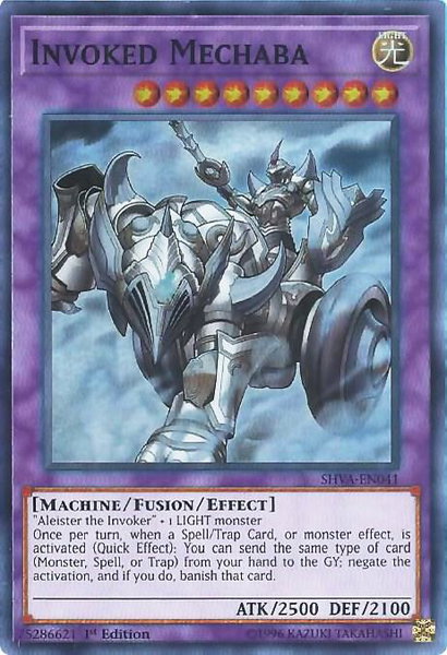 Invoked Mechaba trading card from Shadows in Valhalla Invoked Mechaba - Shadows in Valhalla YuGiOh trading card
