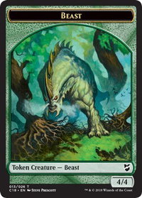 Beast (013) // Plant Double-Sided Token - Commander 2018 (C18) #13 // 17 - Token Magic: The Gathering Trading Card