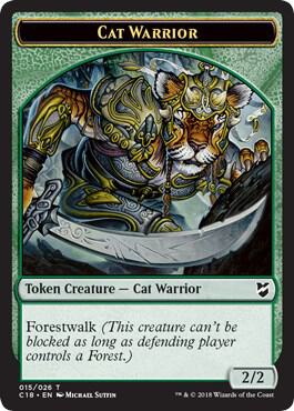 Cat Warrior // Elemental Double-Sided Token - Commander 2018 Magic: The Gathering trading card