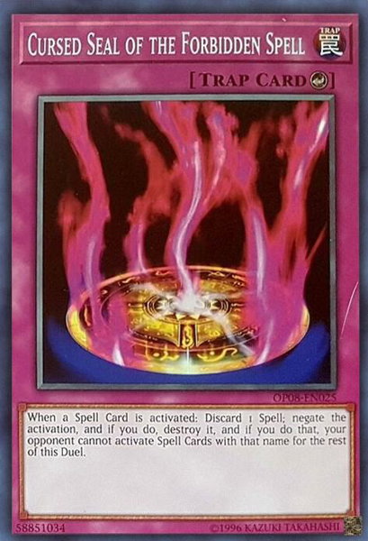Cursed Seal of the Forbidden Spell trading card from OTS Tournament Pack 8 Cursed Seal of the Forbidden Spell - OTS Tournament Pack 8 YuGiOh trading card
