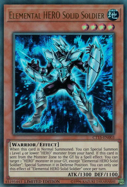 Elemental HERO Solid Soldier trading card from 2018 Mega-Tins Elemental HERO Solid Soldier - 2018 Mega-Tins YuGiOh trading card