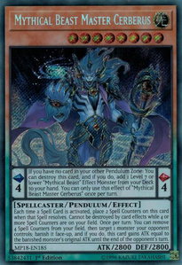 Mythical Beast Master Cerberus - 2018 Mega-Tins Mega Pack (MP18) #MP18-EN185 - Secret Rare YuGiOh Trading Card