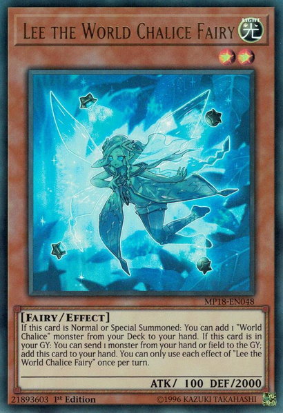 Lee the World Chalice Fairy trading card from 2018 Mega-Tins Mega Pack Lee the World Chalice Fairy - 2018 Mega-Tins Mega Pack YuGiOh trading card