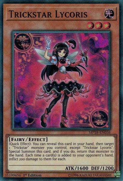 Trickstar Lycoris trading card from 2018 Mega-Tins Mega Pack Trickstar Lycoris - 2018 Mega-Tins Mega Pack YuGiOh trading card