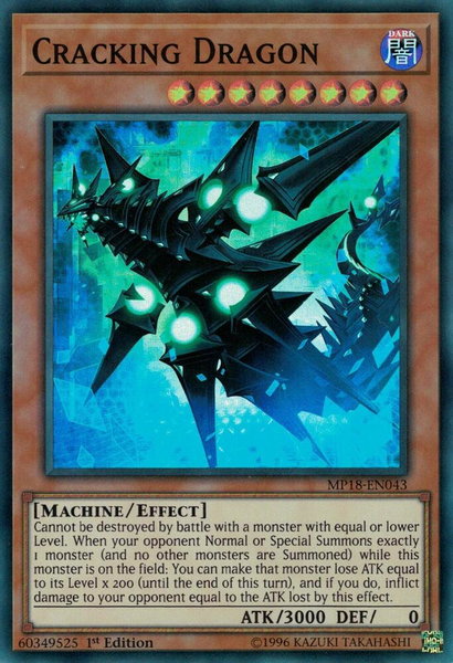 Cracking Dragon trading card from 2018 Mega-Tins Mega Pack Cracking Dragon - 2018 Mega-Tins Mega Pack YuGiOh trading card