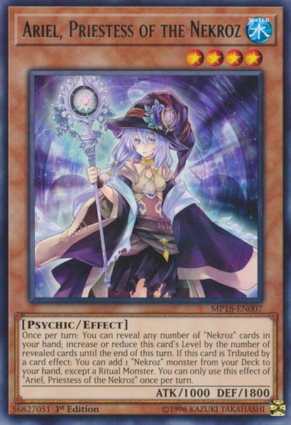 Ariel, Priestess of the Nekroz trading card from 2018 Mega-Tins Mega Pack Ariel, Priestess of the Nekroz - 2018 Mega-Tins Mega Pack YuGiOh trading card