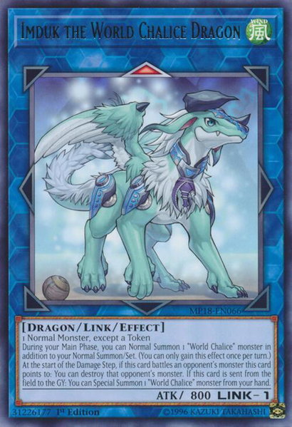Imduk the World Chalice Dragon trading card from 2018 Mega-Tins Mega Pack Imduk the World Chalice Dragon - 2018 Mega-Tins Mega Pack YuGiOh trading card
